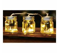 Solar-Party-Lichterkette With 8 LED Jars Warm White With Flashing Light Decor