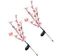 Solar Pathway Lights 2pcs Orchid Shape Pink Outdoor Garden Ground Plug Lamps for Yard Driveway