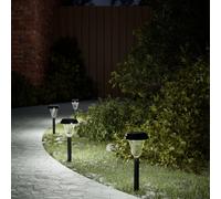 Solar Pathway Lights 4pc White 10.5x37cm PS/PP/ABS Spike RGB Warm White IP44