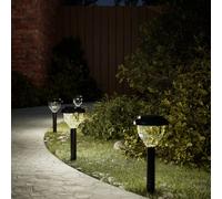 Solar Pathway Lights 4pcs Black PS PP ABS 10.5x37cm Warm White & RGB with Spike