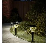 Solar Pathway Lights Black/Transparent 10.5x37cm PS PP ABS 4pcs WarmWhiteRGB LED