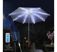 Solar Patio Umbrella Lights with Remote, Waterproof 104 LED Solar String Lights, 8 Modes Dimmable Outdoor Parasol Lights for Garden, Deck, Yard, Pool (White)