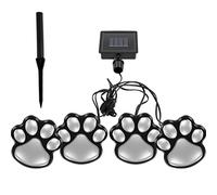 Solar Paw Print Lights 4 in 1 Waterproof Outdoor Garden Lights LED Solar Cat Dog Animal Paw Print Solars Decor Lamp for Patio, Yard, Walkway, Garden, Path, Lawn, Gifts for Pet Lovers (Warm Light)