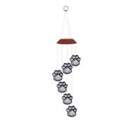 Solar Paw Prints Wind Chimes for Outside, Dogs Cat Pet Pawprint Remembrance Wind Chimes, Color Changing Solar Mobile Hanging Garden Lights, Pet Lover Sympathy Gift (Red)