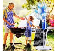 Solar Pedestal Fans High Velocity Pedestal Oscillating Fan, 3-Speed Heavy Duty Industrial Solar Panel Standing Fan, Metal Solar Powered Floor Fan for Commercial and Garage,White