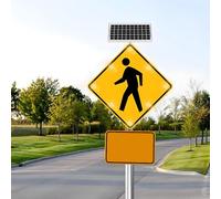 Solar Pedestrian Crossing Sign,Aluminum Road Signs Traffic LED Blinking Street Warning Sign,solar powered Pedestrian Crossing Sign,Pedestrian Road Traffic Warning Signs 60 * 60cm(24in)
