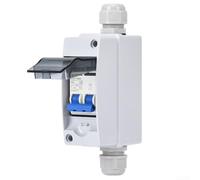 Solar photovoltaic combiner box with AC circuit breaker switch and waterproof junction box, providing protection class 65 for circuit safety (20A)