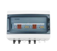 Solar photovoltaic PV Combiner Box With Lightning Protection 4 input 2 out DC 600V Fuse MCB SPD Box IP65 18ways CZAOINCU(600V 25A MCB)