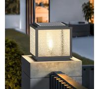 Solar Pillar Light Black Solar Powered Aluminum Lamp Post Lights For Outside Waterproof Column Lamps Outdoor Landscape LED Post Lantern Gate Pedestal Bollard Lighting For Fence Yard Mailbox Pier Lamp