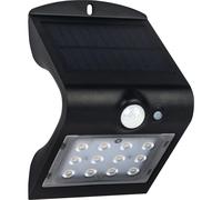Solar PIR Wall Light LED Motion Sensor Photocell Security Outdoor Black Fitting