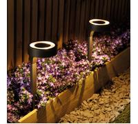 Solar Planter Stake Light Up Down Garden Lamp Warm White LED Path Landscape 2 PK