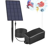 Solar Pond Aerator 6V 2W 2 Air Bubble Stones IP64 Waterproof Solar Pond Pump with 118in Connection Cable Air Pump Aerator Outdoor for Fish Tank, Outdoor