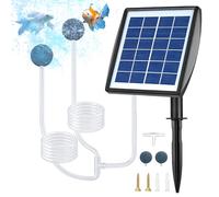 Solar Pond Aerator, Solar Air Pump for Pond with 2 Air Bubble Stones, IP64 Waterproof Hydroponics Air Pump, 2200mAh Solar Pond Oxygenator for Pool Aquarium Hydroponics Fish Tank Water Fountain Garden
