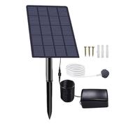 Solar Pond Aerator with Air Pump, 6V 2W Solar Panels, Integrated Solars Pond Oxygenator 0.8L/min, Fish Tank Air Pump with 2 Airs Stones 300cm Aeration Tube, Ultra-Quiet IP64 Waterproof for Garden