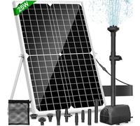 Solar Pond Pump, 25W Solar Fountain Pump with 1700L/H Flow & 4 Spray Styles, 16.5Ft Extendable Power Cord, Debris Barrier Bag for Outdoor Fountain, Ponds, Fish Tank, Waterfall, Garden Water Features