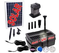 Solar Pond Pump Fountain Kit with UV Anti-Algae Filtration, Li-ion Battery, Solar Panel in a Sturdy Aluminum Frame Aqua-Vital