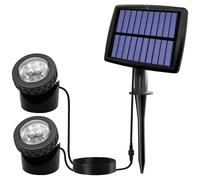 Solar Pond Spotlights, LED Underwater Lights with Dual Head Waterproof Submarine Landscape Spotlight Lighting A