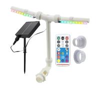 Solar Pool Fountain - Double Spray Waterfall Device with Remote and Adjustable LED Light for Outdoor Garden Pond and Swimming Pool Parties