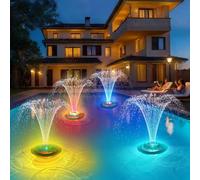 Solar Pool Fountain, Floating Solar Powered Water Fountain with 5 Color Changing Lights & Remote Control, High Efficiency Large Panel Pump for Inground Pools, Pond, Garden