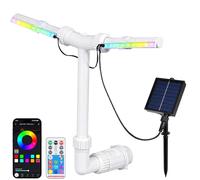 Solar Pool Fountain with Lights, Dual Sprayer Pool Sprinkler for Above Ground/Inground Pools, APP+Remote Control, 11 Colors 6 Light Modes, USB&Solar Powered for Swimming Pool, Outdoor Yard Decoration