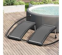 Solar Pool Heater Panels Black HDPE PC Aluminium Curved 110x65cm with Legs 2pcs