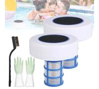 Solar Pool Ionizer for Crystal Clear Water, Large Capacity Chlorine Floater with Brush, Cleaner for Above In-Ground Pools and Spas