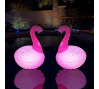 Solar Pool Lights, 2Packs Floating Flamingo Light for Pools, Water-Proof Glow in The Dark Decorations, Inflatable Solar Lights for Wedding, Party, Backyard, Garden (Flamingo)