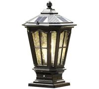 Solar Porch Post Light, Gate Pillar Lamp Easy Install for Courtyard, Wet Rated Waterproof Exterior Lantern Head for Lawn