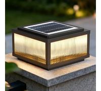 Solar Post Cap Light Outdoor Post Lighting Fixtures Gate Stone Column Light Modern Black Pillar Lamps Waterproof Solar Powered LED Landscape Lighting Fence Deck Lanterns For Garden Patio Mailbox Pier