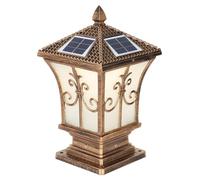 Solar Post Cap Light with Remote Control Industrial Bronze Column Lantern for Yard Fence Deck Patio Eco Friendly Solar Street Lamp (Medium)