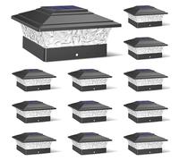Solar Post Cap Lights Outdoor 12pack, Waterproof Solar Powered Deck Fence Post Lights Fit 4x4 Wood/Vinyl Posts, Black Deck Post Lights with Warm/Cool White for Garden, Patio, Porch, Fence