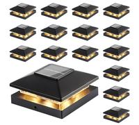 Solar Post Cap Lights Outdoor 16-Pack, Black Waterproof Solar Powered Deck Fence Lights Fit 4x4 Wood/Vinyl Posts, Bright Warm White for Patio, Porch