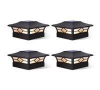 Solar Post Cap Lights Outdoor 4pack, Waterproof Solar Powered Deck Fence Post Lights for 4x4 Wood/Vinyl Posts, Solar Outdoor LED Light with Cool/Warm Lighting Decorate Garden Patio Porch…