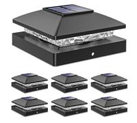 Solar Post Cap Lights Outdoor 6pack, Black Waterproof Solar Powered Deck Fence Post Lights Fit 4x4 Wood/Vinyl Posts, Bright Warm White Solar Post Lights Decorate Deck, Patio, Porch, Fence