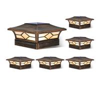 Solar Post Cap Lights Outdoor 6pack, Waterproof Solar Powered Deck Fence Post Lights for 4x4 Wood/Vinyl Posts, Solar Outdoor LED Light with Cool/Warm Lighting Decorate Garden Patio Porch…