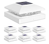 Solar Post Cap Lights Outdoor 6pack, White Waterproof Solar Powered Deck Fence Post Lights Fit 4x4 Wood/Vinyl Posts, Bright Warm White Solar Post Lights Decorate Deck, Patio, Porch, Fence