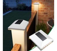 Solar Post Cap Lights Outdoor 8pack - Waterproof Solar Fence Post Lights Fit 4x4 Wooden/Vinyl Posts, White Solar Deck Post Lights Emit Warm White For Outside, Deck Fence/Backyard/Stair Railing/Porch