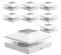 Solar Post Cap Lights Outdoor 8pack, White Waterproof Solar Powered Deck Fence Lights Fit 4x4 Wood/Vinyl Posts, Bright Warm White Solar Fence Cap Decorate Deck, Patio, Porch, Fence