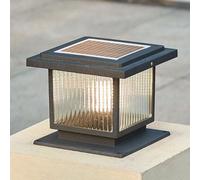 Solar Post Cap Lights Waterproof Black Cast Aluminum LED Solar Powered Lamp Modern Square Column Lights Outside Housing for Fence Deck Porch Yard Garden Pillar
