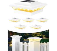 Solar Post Cap Lights Waterproof, Solar Post Light Warm/Cool White 6 Pack | Easy to Use, Auto On/off Fence Solar Post Lamp for 3.5x3.5 4x4 Wooden/Vinyl Posts Patio Fence Garden Porch