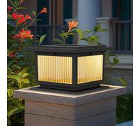 Solar Post Caps Light Outdoor Pillar Lights Modern Black Waterproof Fence Column Lamp Solar Powered LED Deck Pier Lamps Outside Mailbox Landscape Lighting Fixture For Garden Yard Gate Driveway