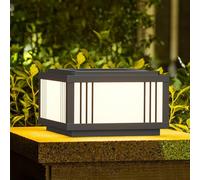 Solar Post Light Fixture Black Solar Powered Post Light Outdoor Column Pillar Lamp Waterproof LED Lantern Large Landscape Lighting Fixture For Patio Yard Garden Pathway Outside Entrance Pedestal Lamp