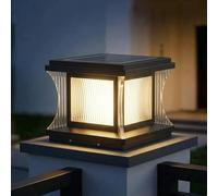 Solar Post Light For Outdoor Lighting Fixture Waterproof Cast Aluminium Lamp Post Lights Modern Solar Powered Column Pillar Lamps Outside Housing Pedestal Bollard Lighting For Fence Deck Mailbox Pier