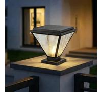 Solar Post Light For Outdoor Post Lighting Fixture Glass Pillar Lights Waterproof Exterior Column Lamp Exterior Villa Courtyard Garden Park Doorpost Pier Lantern Landscape Fence Bollard Pedestal Light