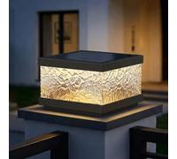 Solar Post Light For Outdoor Waterproof Solar Powered Column Lamp Modern LED Fence Deck Cap Light Exterior Housing Pillar Lights Gate Bollard Lighting For Patio Garden Villa Porch Pier Mount Lamps