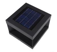 Solar Post Lights 20cm Stainless Steel Column Headlight Warm White LED Outdoor Garden Lamp IP65 Waterproof for Fence Deck Patio 20x20x10cm(20cm)