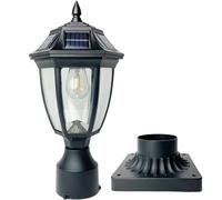 Solar Post Lights, 3000K Dusk to Dawn Solar Lamp Post Light with Pier Mount Base, Outdoor Waterproof Solar Motion Sensor Lights for Garden Yard Landscape Pole Pillar