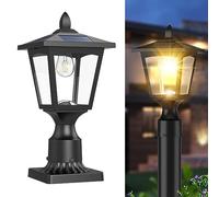 Solar Post Lights 3000K Solar Post Light Dusk to Dawn Solar Post Light with Dock Mount Base Solar Post Lights for Garden Post Patio Landscape Pillar Post Pillar Lamp