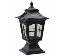 Solar Post Lights Fence Lights Solar Powered Column Lamp Victorian Rust Bronze Pillar Lantern Exterior Pillar Pole Lantern, Patio Garden Decorative Solar Wall Lights for Outside