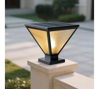 Solar Post Lights Fixture For Outdoor Modern Pillar Light Waterproof Column Lamp Exterior Landscape Solar Pedestal Bollard Lighting With Remote LED Fence Deck Cap Lantern For Garden Patio Pier Lamps